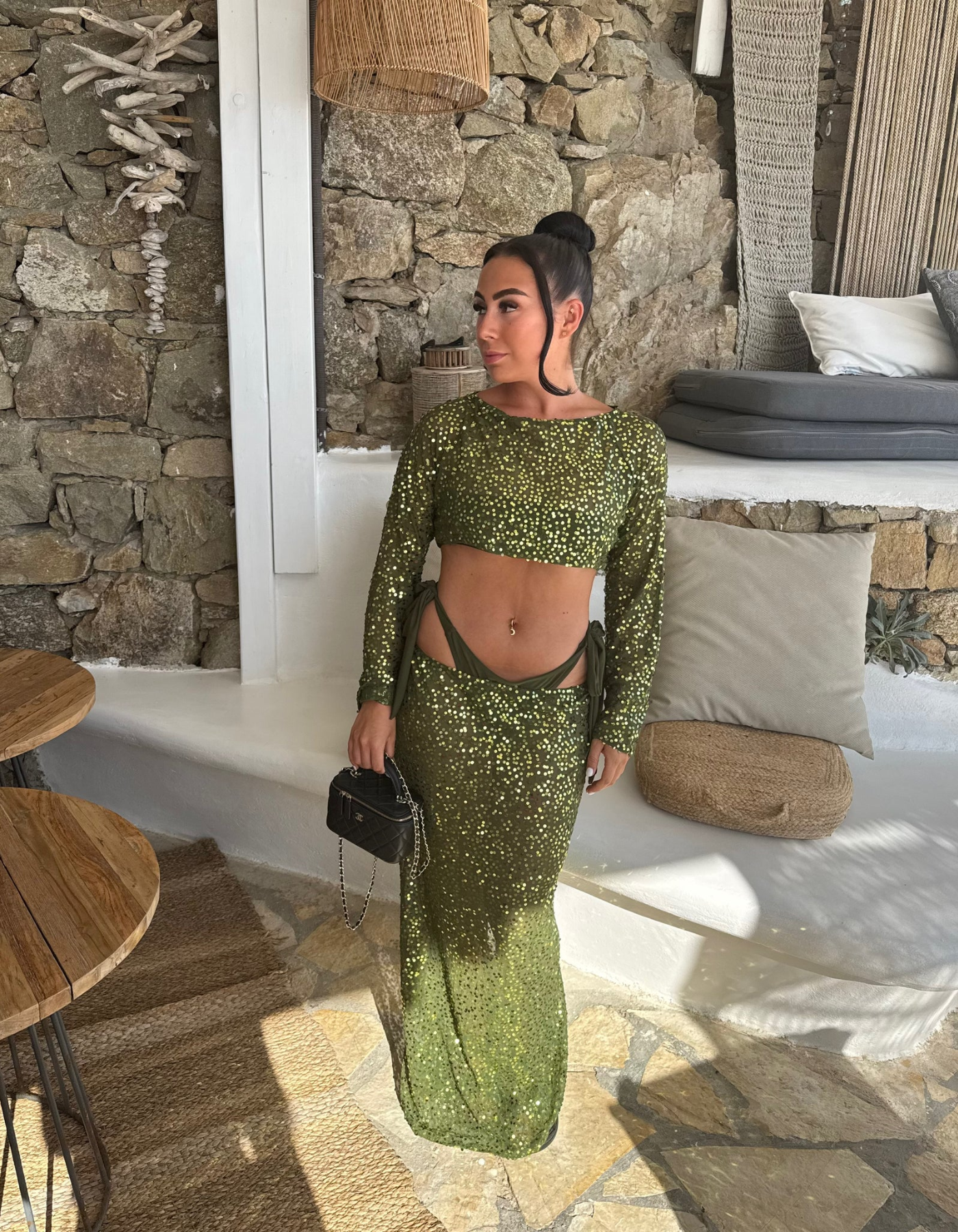 Sharah – Glittering allure – Cut-out sequin gown
