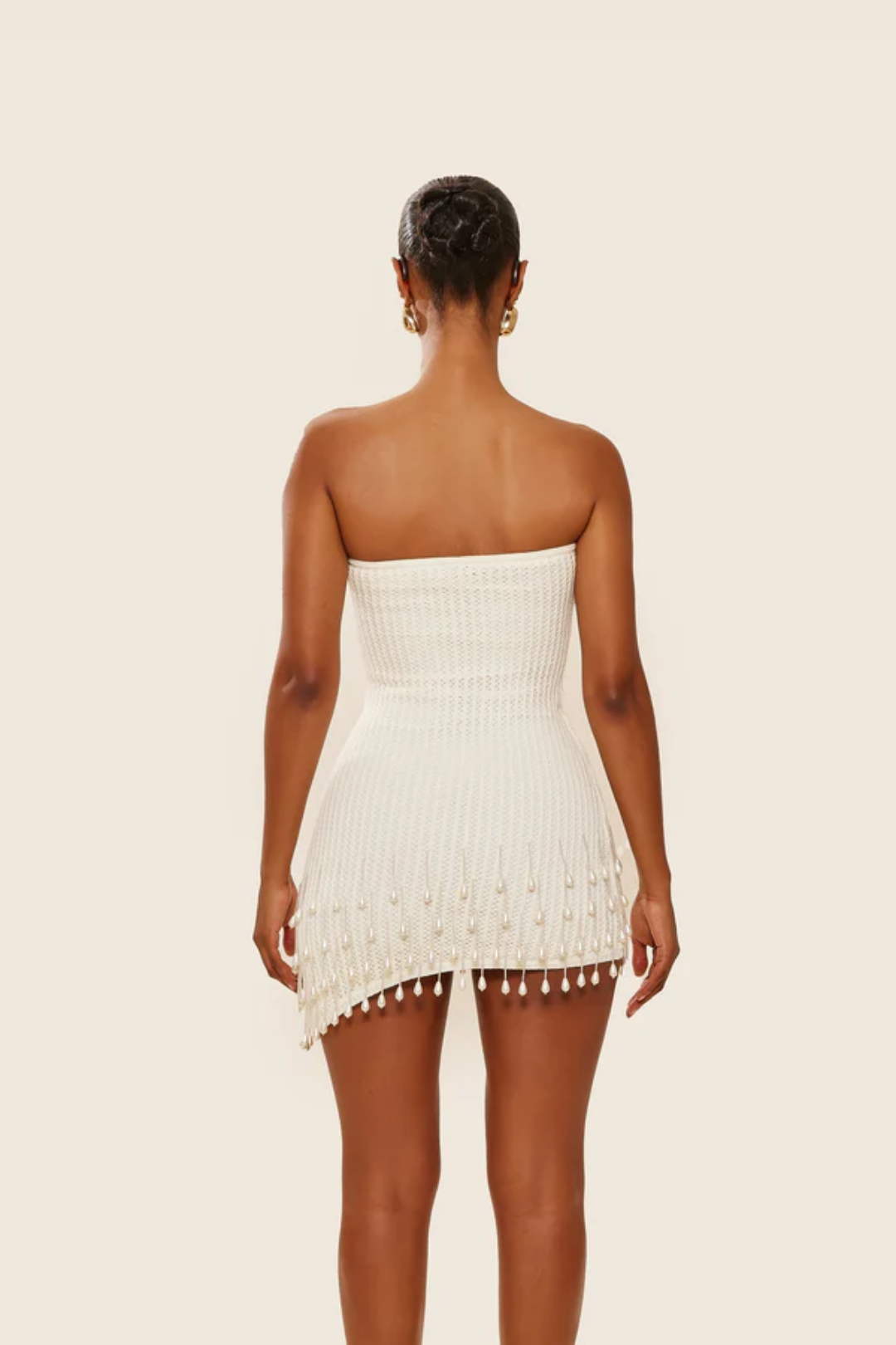 Solanette – Pearl-trim crochet – Mini dress