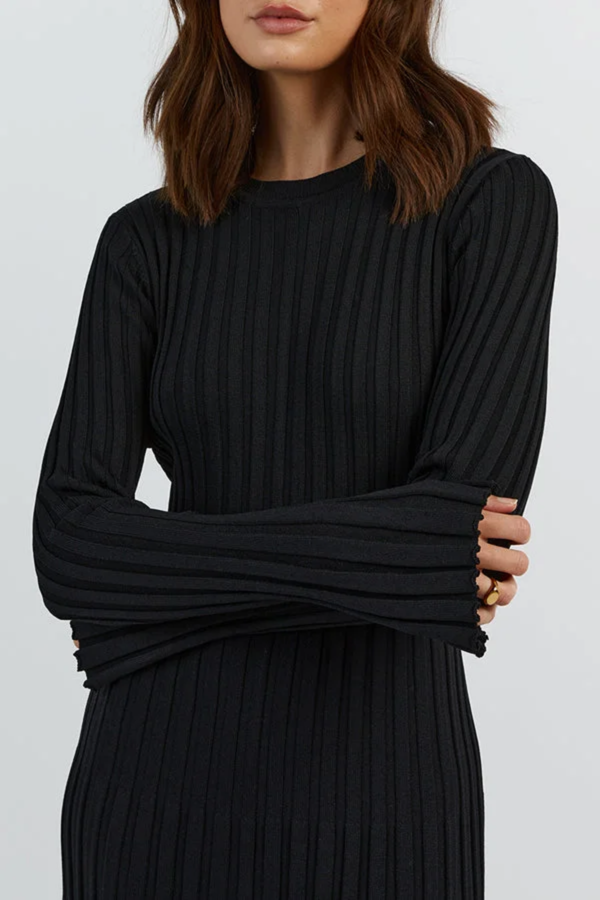 Elena – Robe côtelée confortable en tricot – Robe longue 