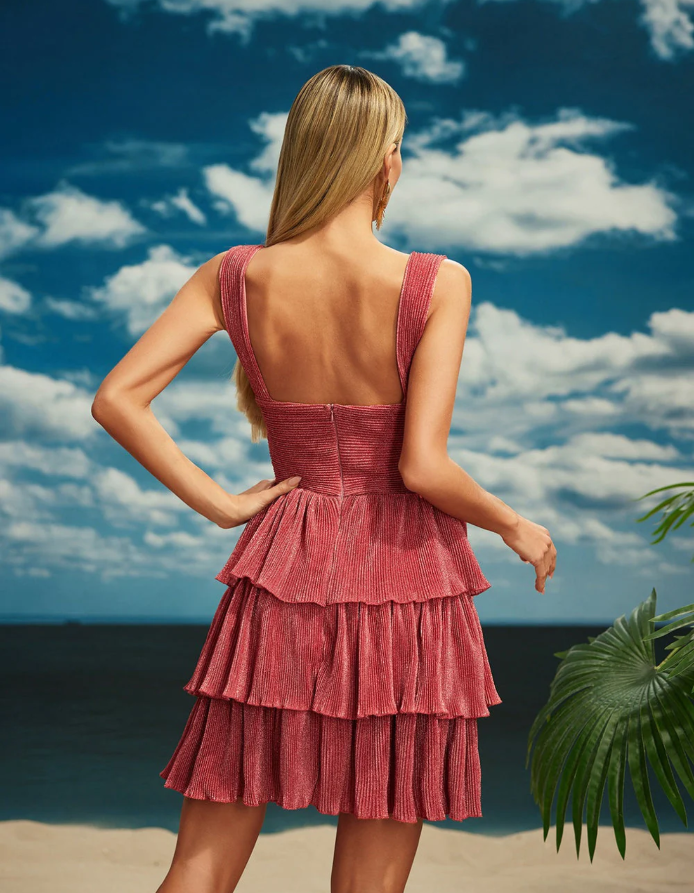 Sirénette – Starfish cut-out detail – Ruffle mini dress