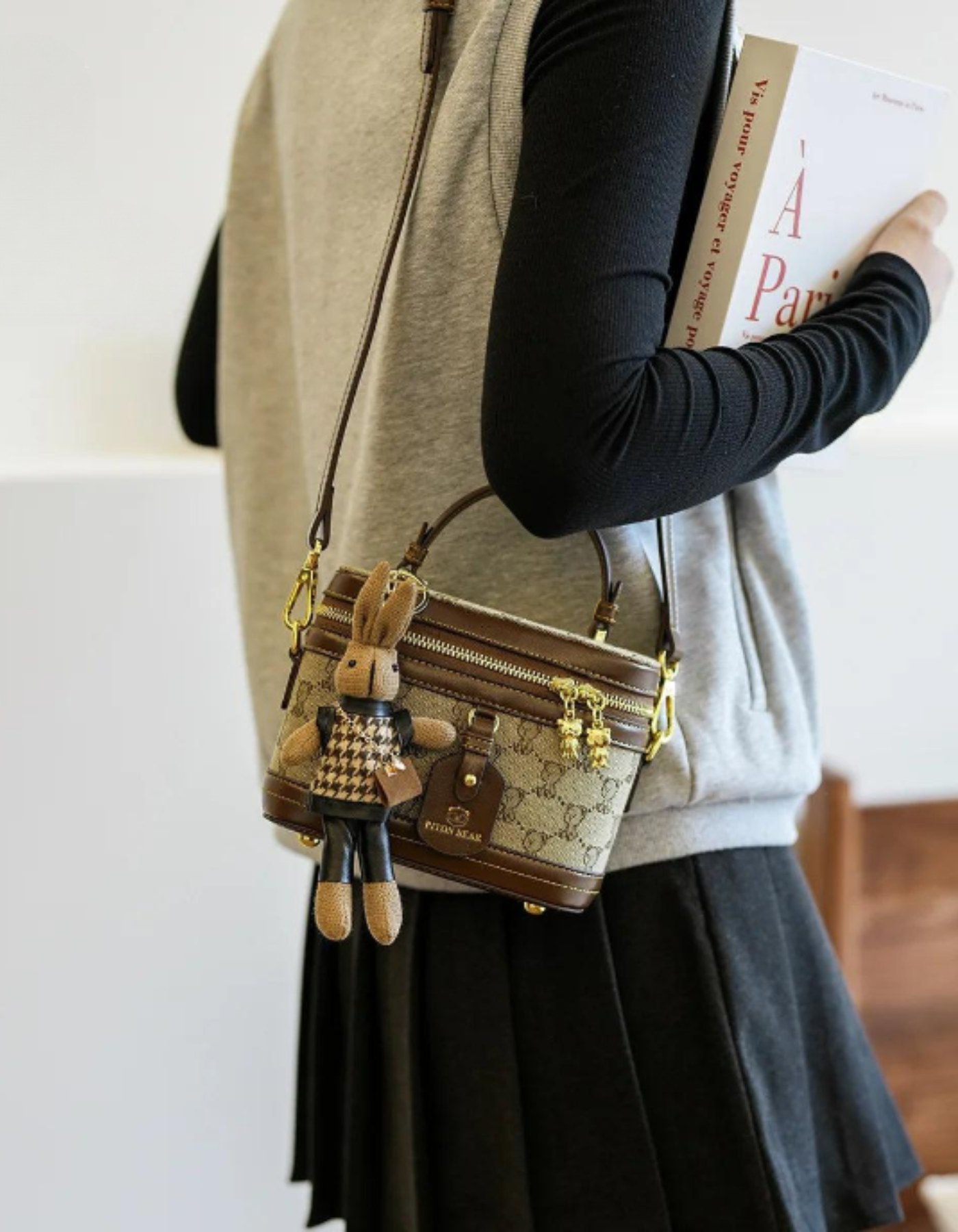 Maronette – Embellished bunny charm – Crossbody handbag