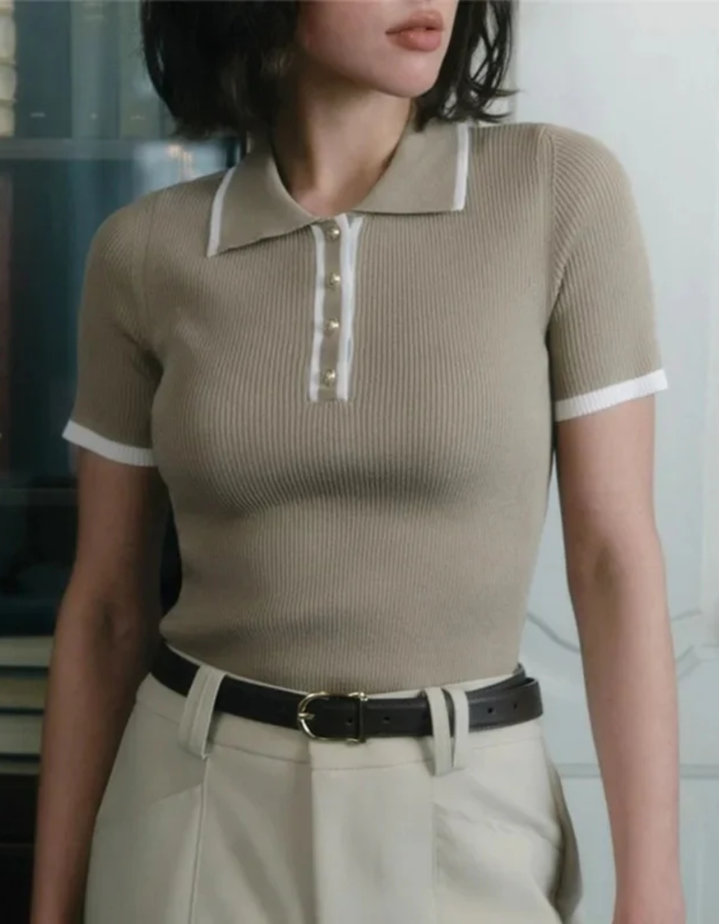 Cecilia – Timeless Polo – Ribbed Knit Top