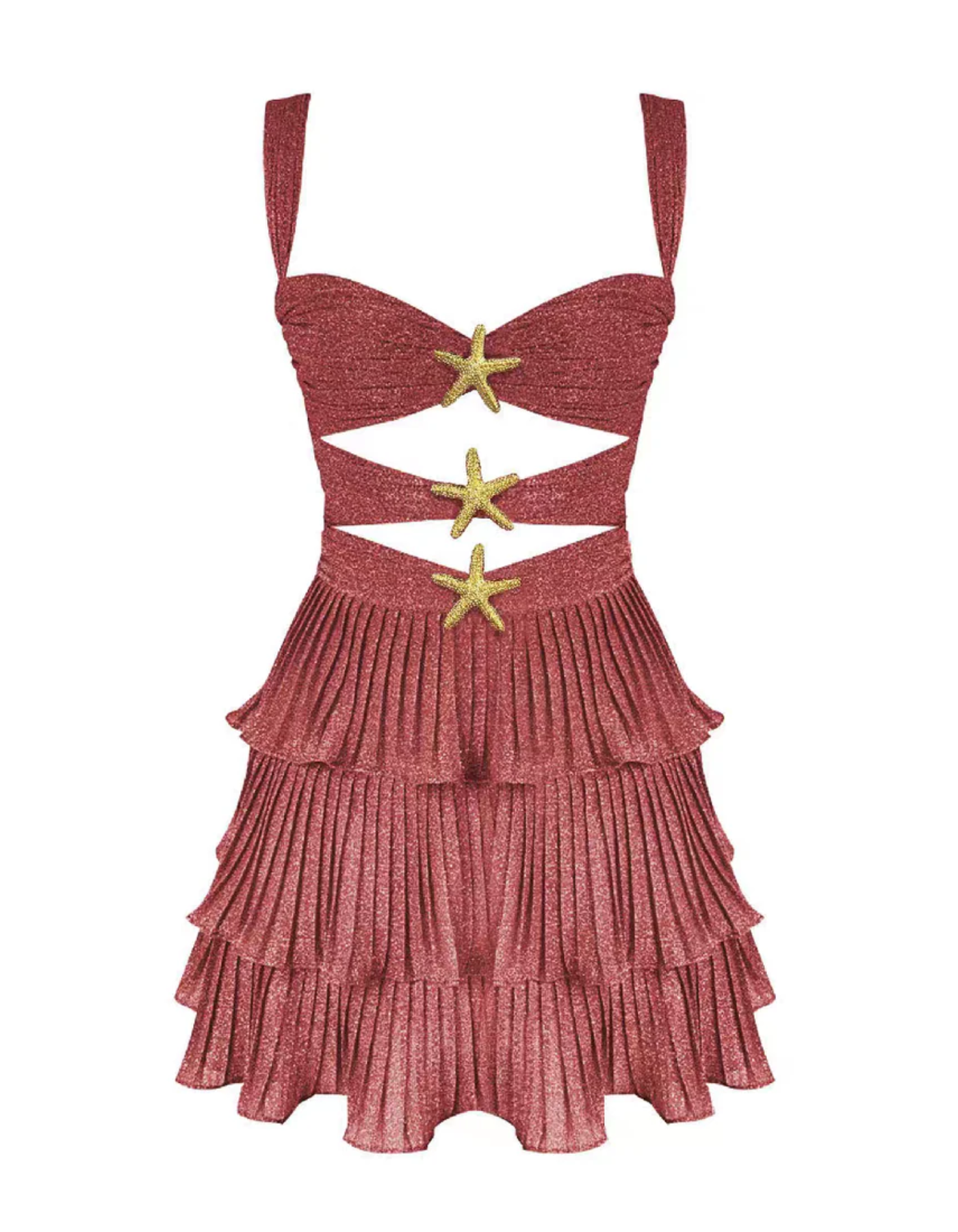 Sirénette – Starfish cut-out detail – Ruffle mini dress