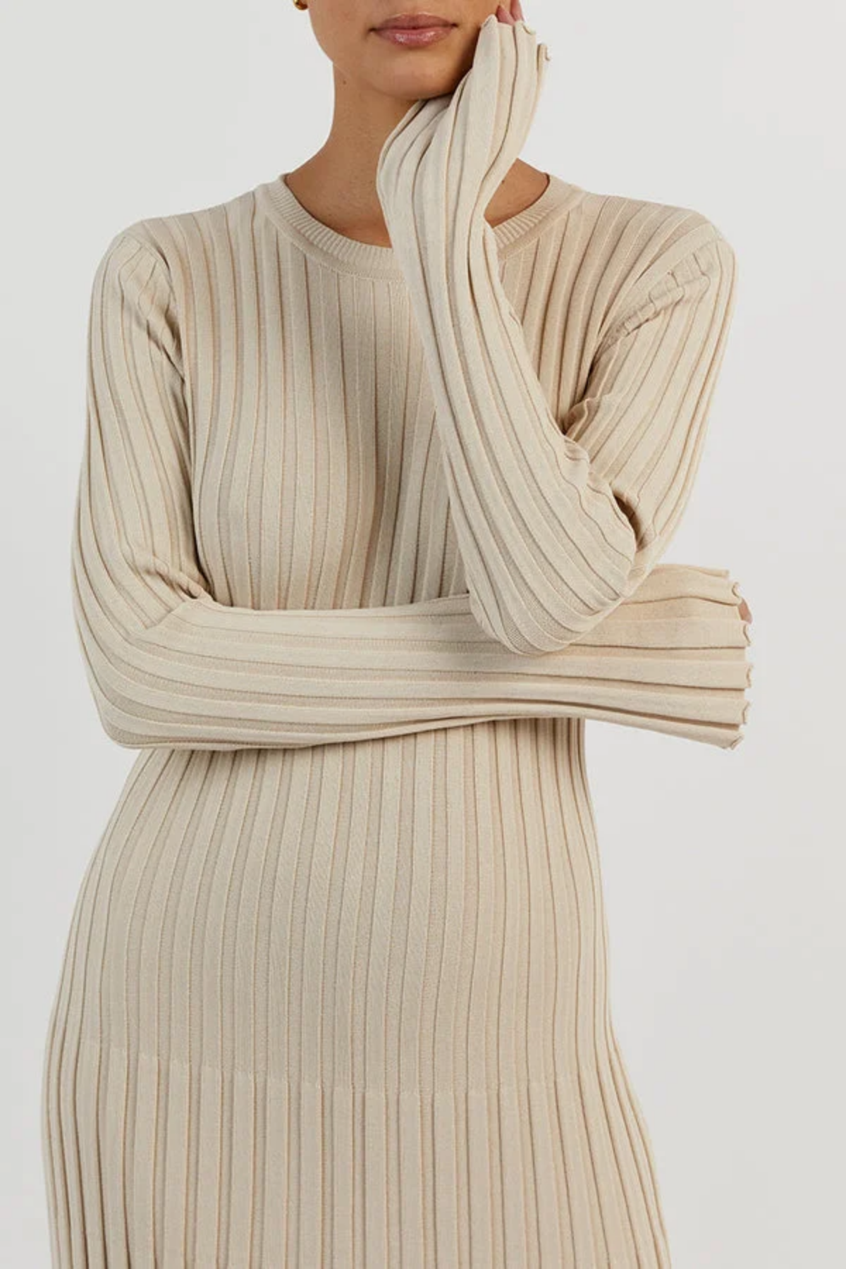 Elena – Robe côtelée confortable en tricot – Robe longue 