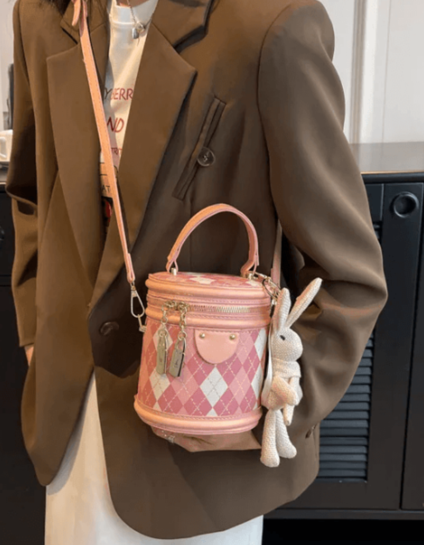 Minivière – Argyle bunny accent – Crossbody handbag