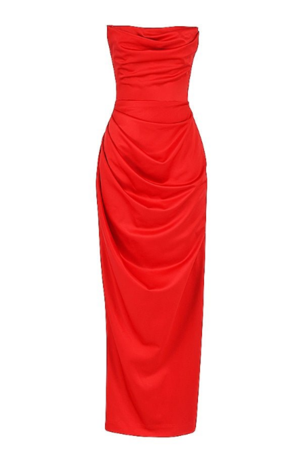 Straviana – Sleek satin drape – Strapless maxi dress