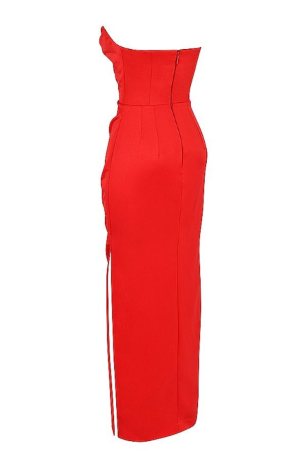 Straviana – Sleek satin drape – Strapless maxi dress