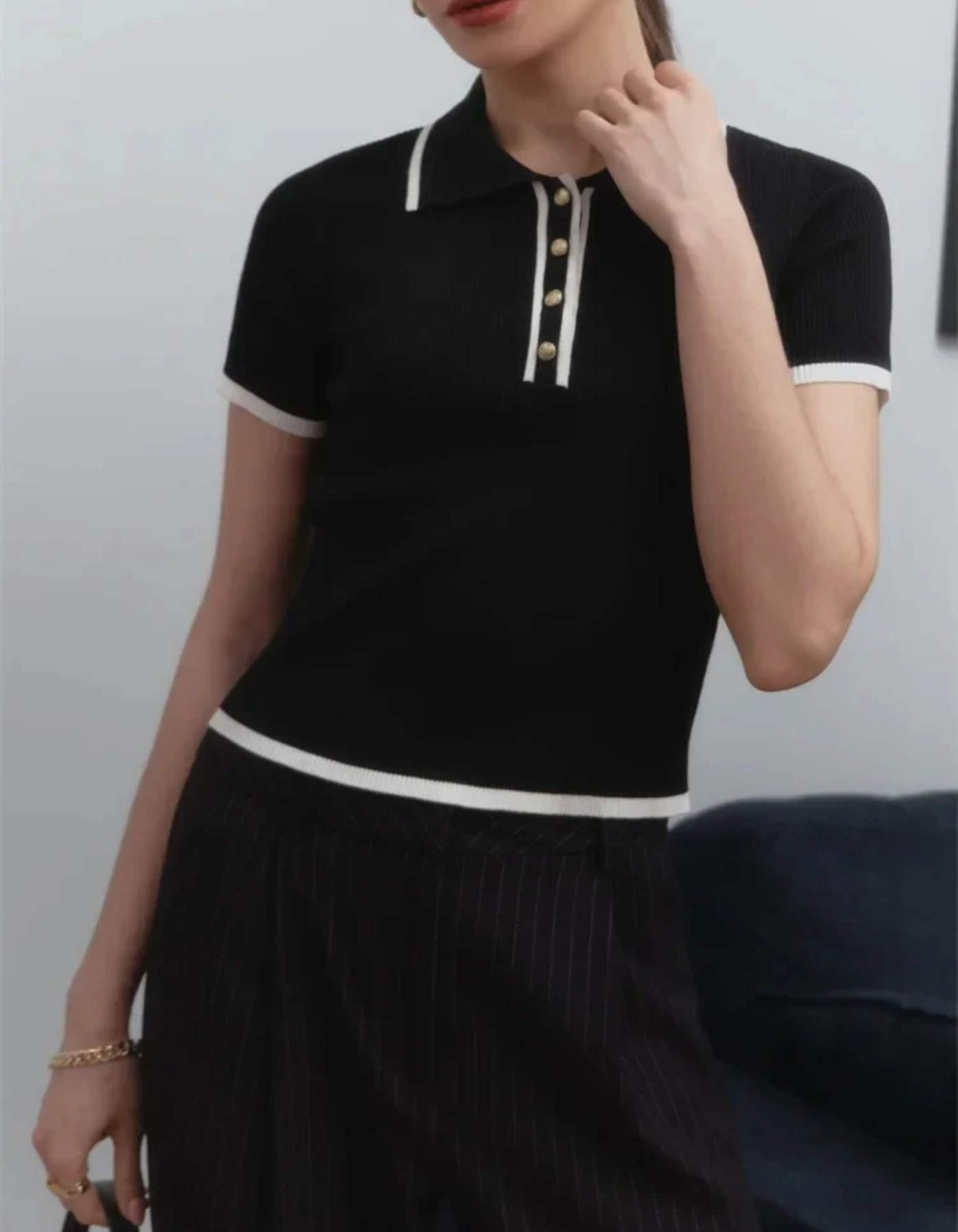 Cecilia – Timeless Polo – Ribbed Knit Top