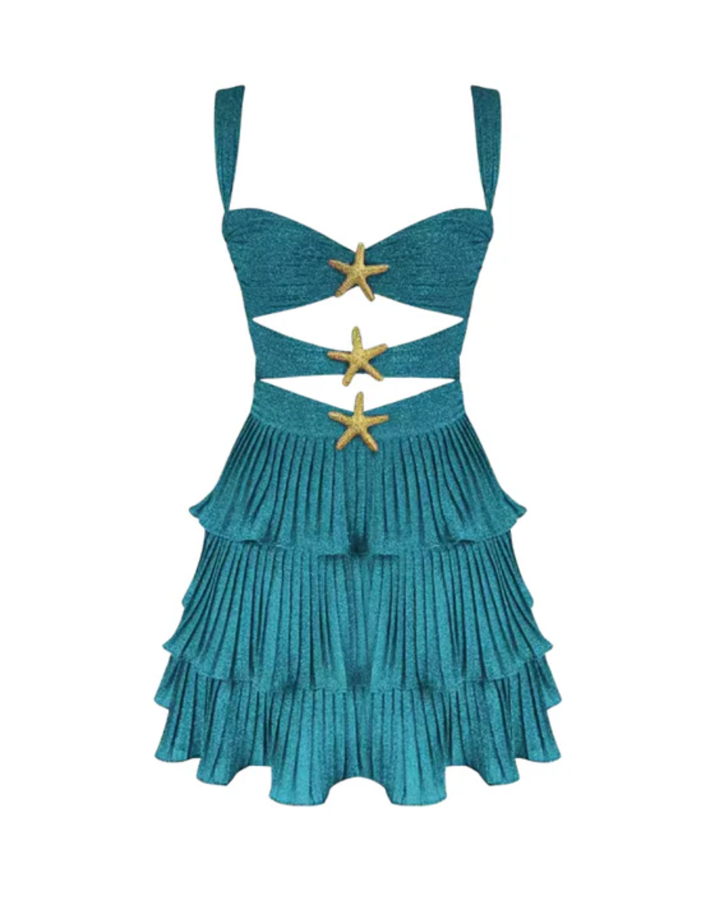 Sirénette – Starfish cut-out detail – Ruffle mini dress