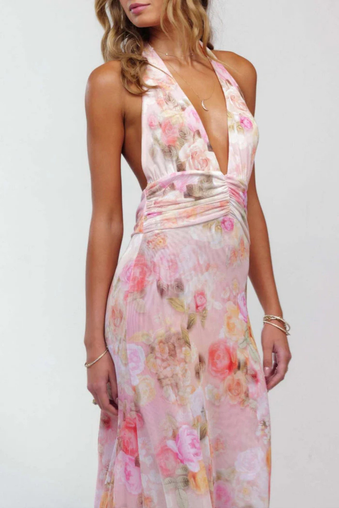 Calista – Abstract pattern – Halter neck maxi dress