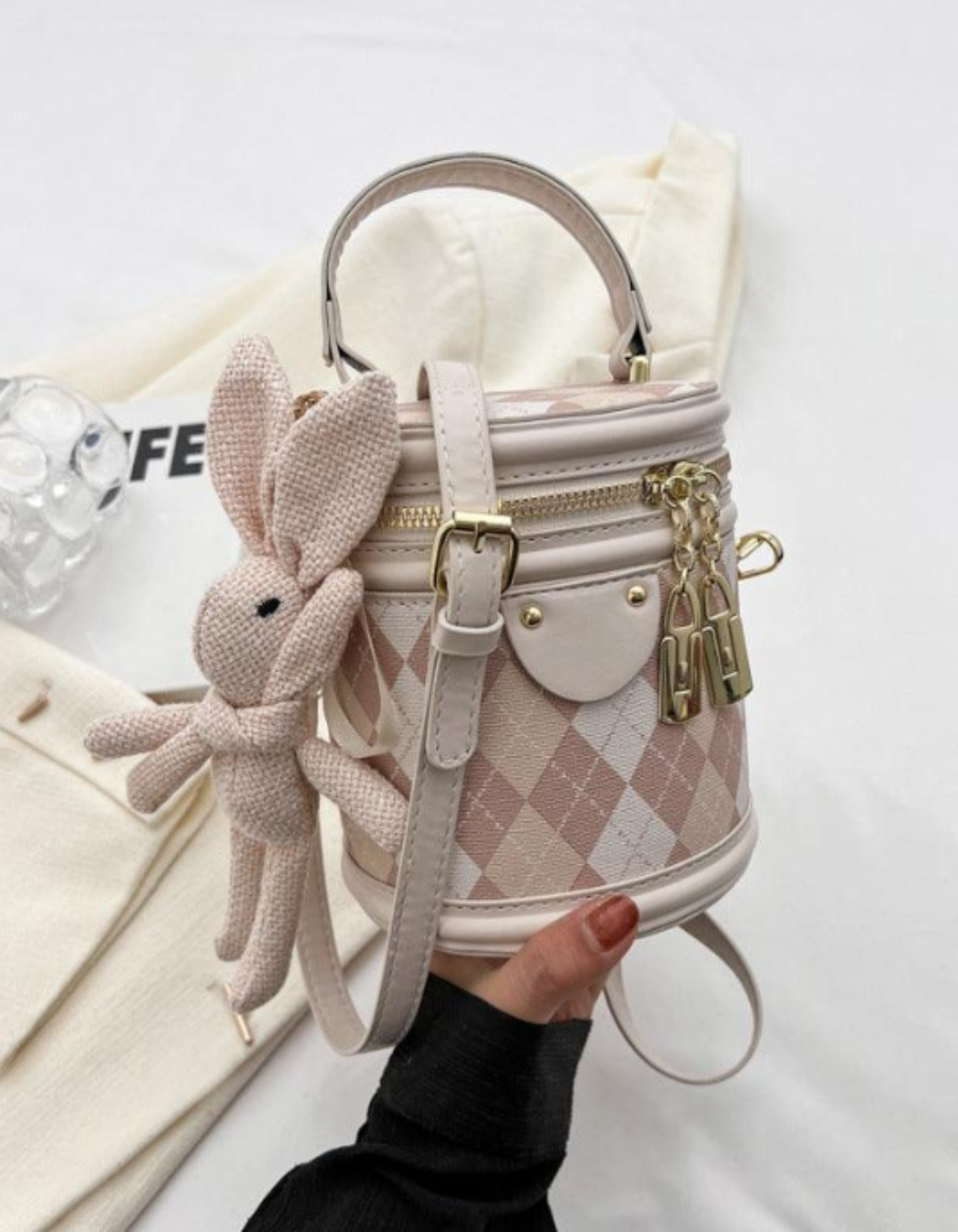 Minivière – Argyle bunny accent – Crossbody handbag