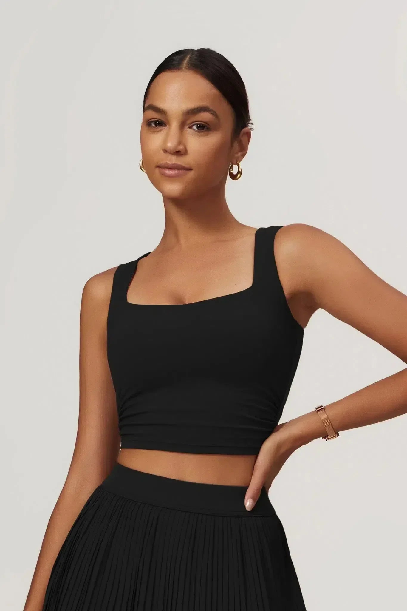 Abriana – Square neckline – Sleek fit top-10174780899655-Ivory Ombre