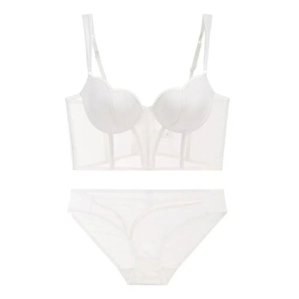 Alida – Sheer bodice – Corset and panty set-10174861574471-Ivory Ombre