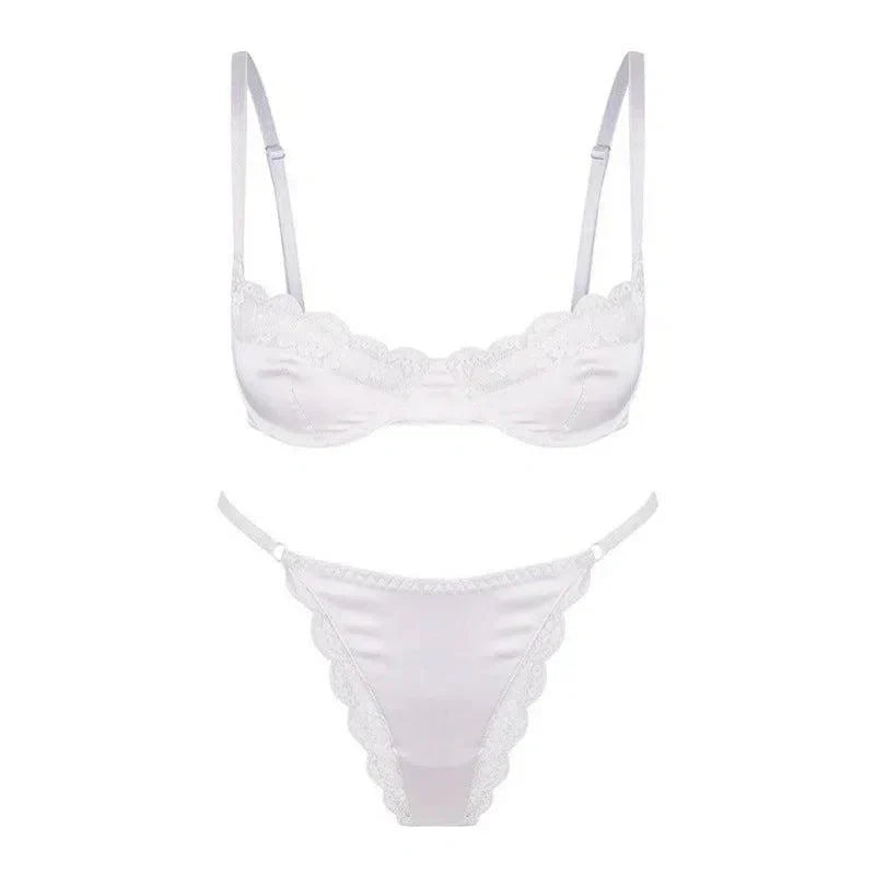 Alisanne – Satin balconette – Lingerie set-10174861410631-Ivory Ombre