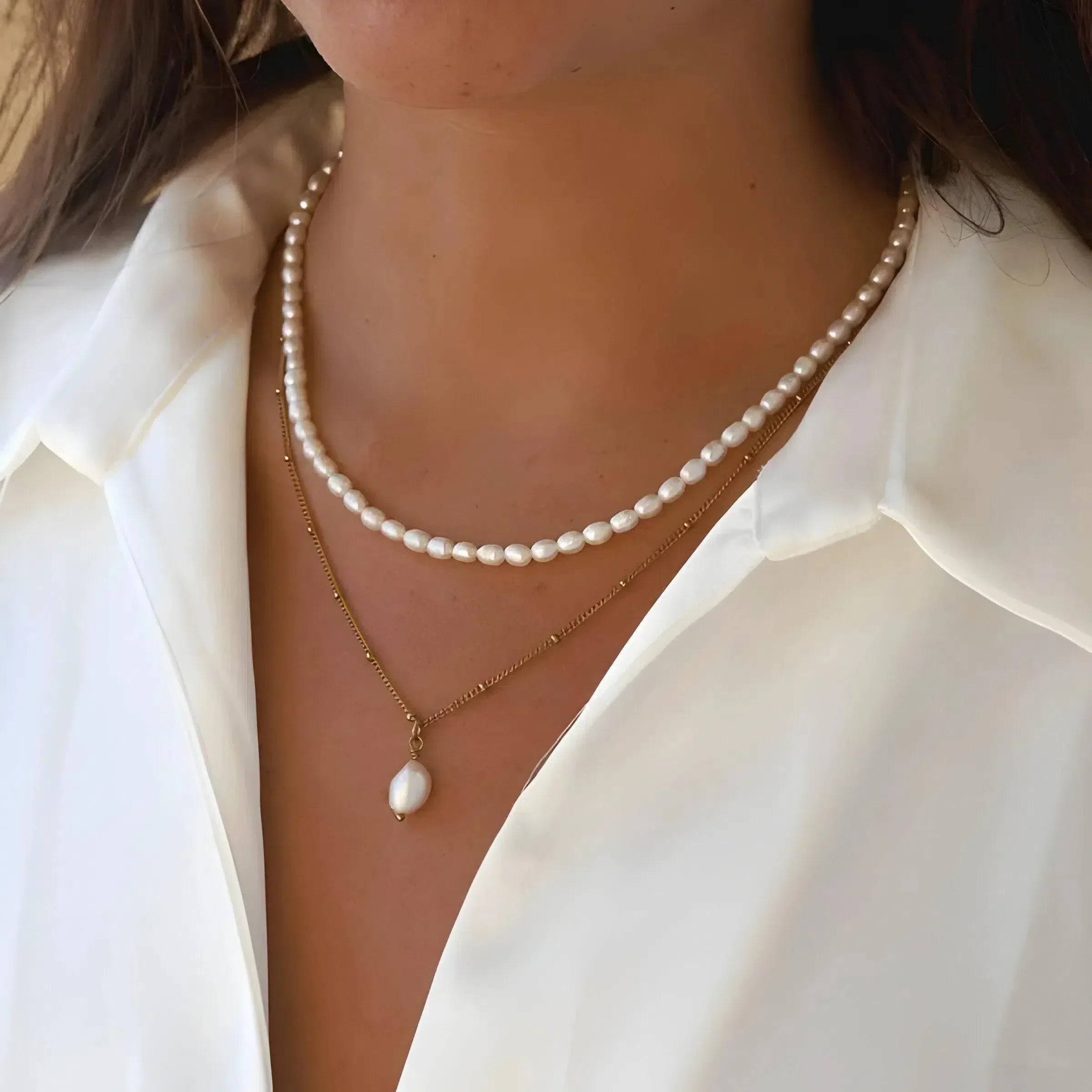 Alohani – Freshwater pearls – Necklace duo-10173354737991-Ivory Ombre