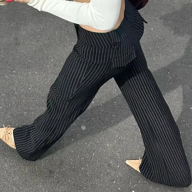 Amarilla – Pinstripe pattern – Flared trousers-10174843224391-Ivory Ombre