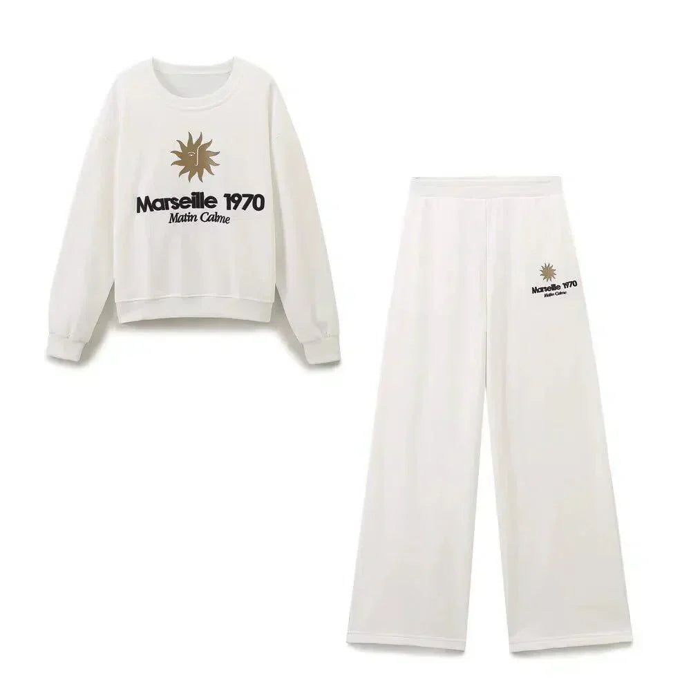 Antoinette – Crew neck sweatshirt – Wide pants – Marseille lounge set-10174845387079-Ivory Ombre