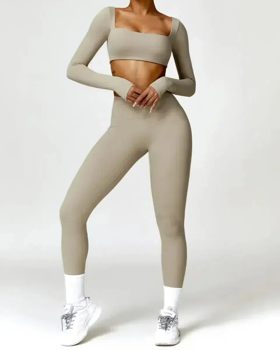 Brunella – Pastel hues – Quick-dry workout set-10174861181255-Ivory Ombre