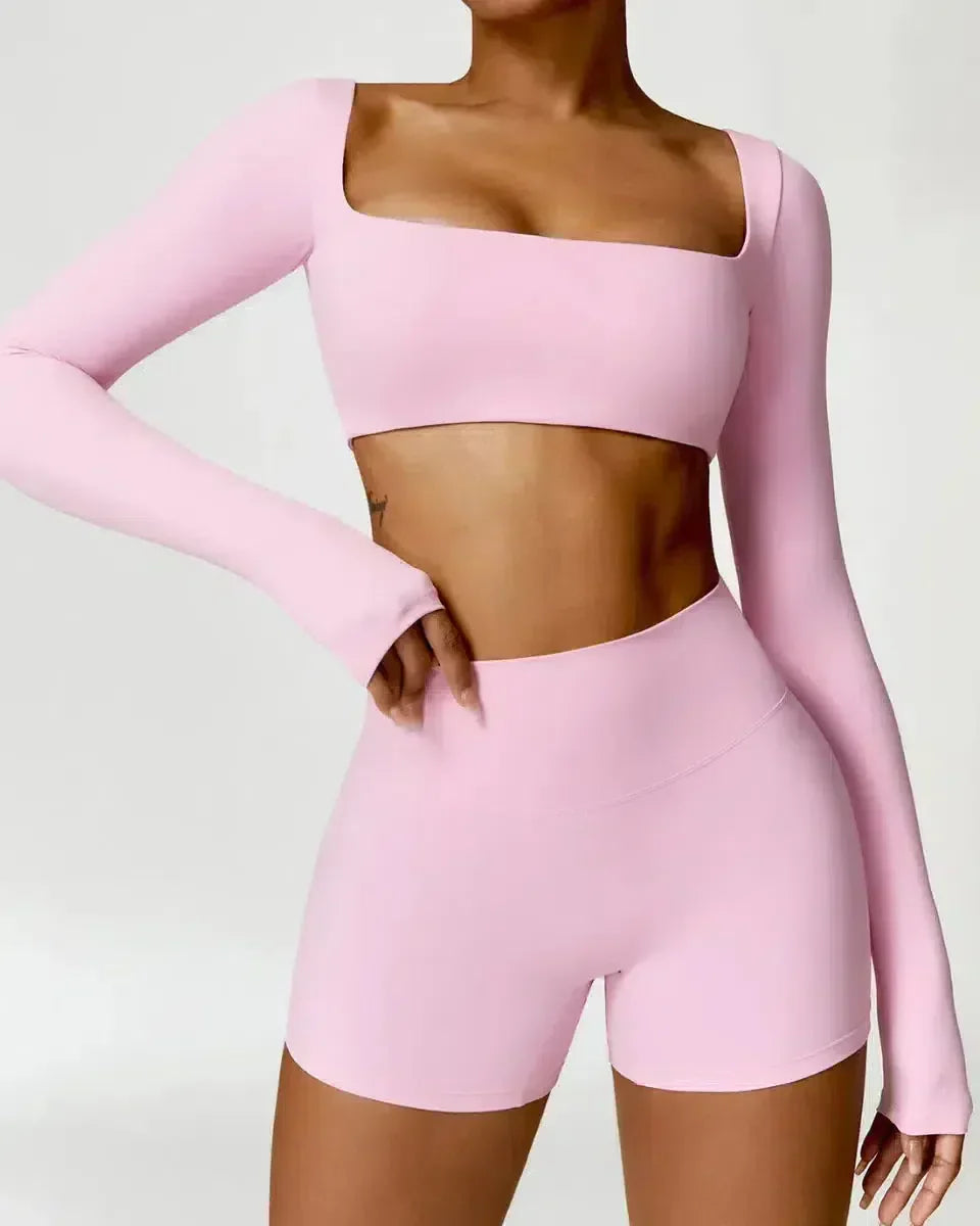 Brunella – Pastel hues – Quick-dry workout set-10174861181255-Ivory Ombre