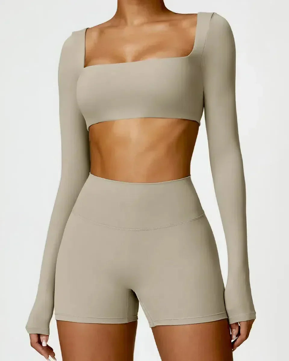 Brunella – Pastel hues – Quick-dry workout set-10174861181255-Ivory Ombre