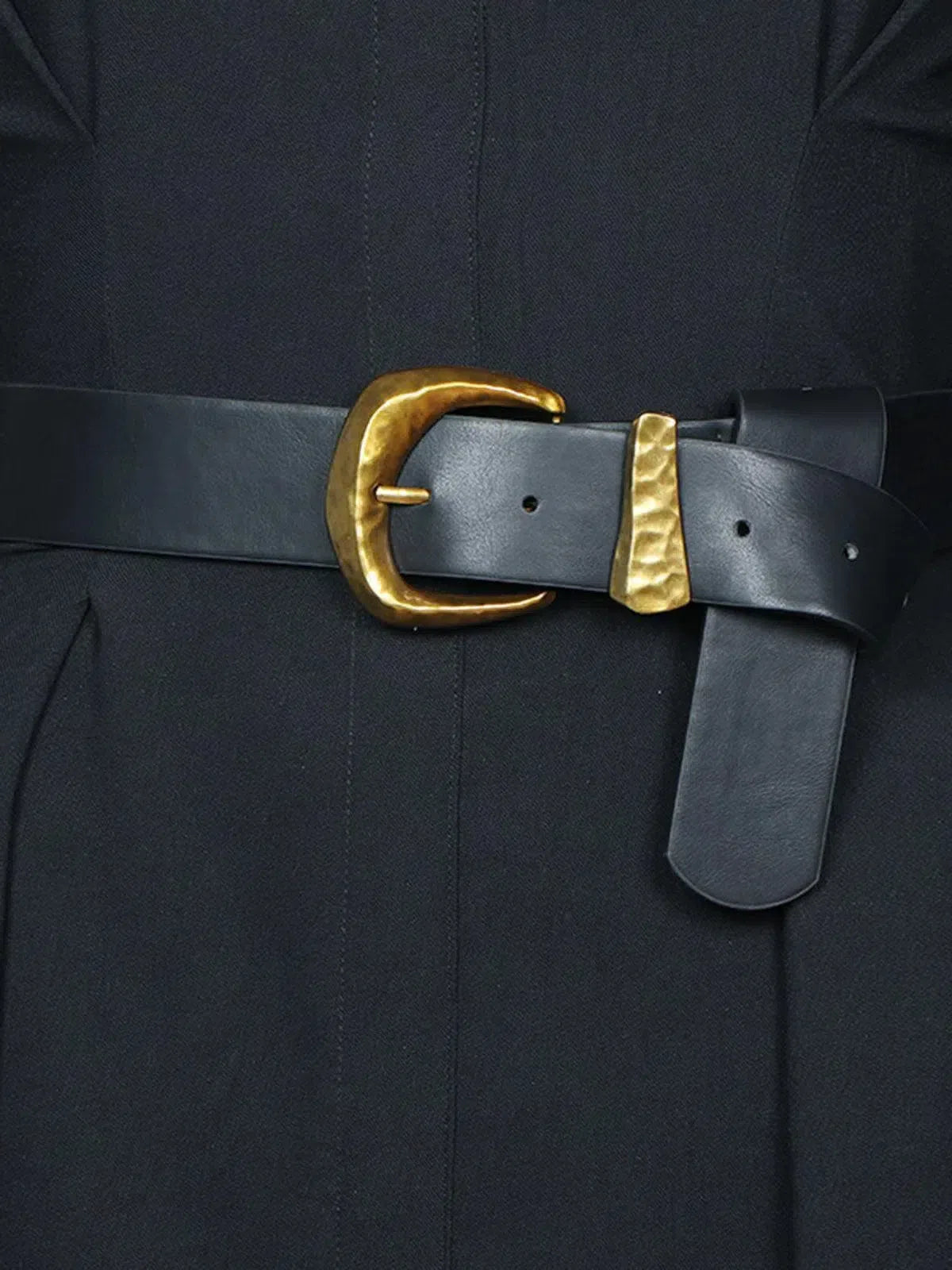 Calista – Sleek black finish – Faux leather belt-10174651990343-Ivory Ombre