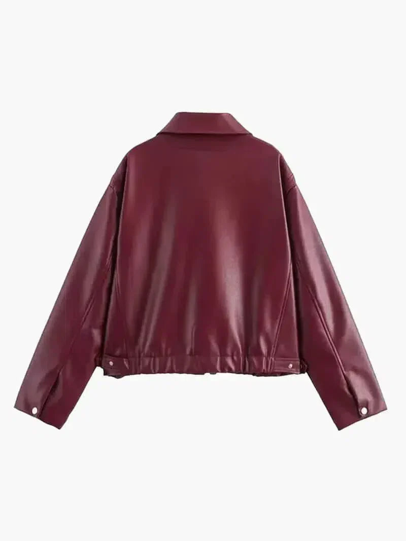 Caterina – Oversized fit – Leather jacket-10174769889607-Ivory Ombre