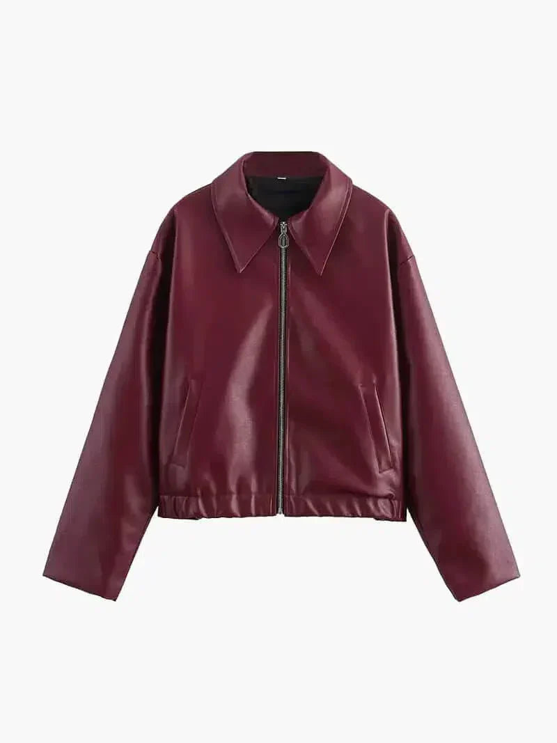 Caterina – Oversized fit – Leather jacket-10174769889607-Ivory Ombre