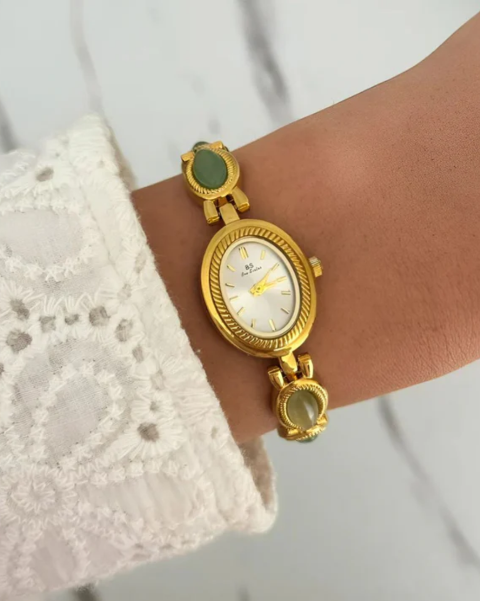 Cettina – Green stone accents – Vintage watch-10173356376391-Ivory Ombre