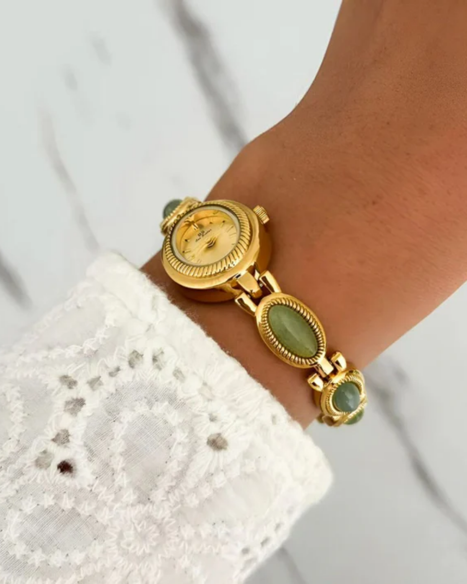 Cettina – Green stone accents – Vintage watch-10173356376391-Ivory Ombre