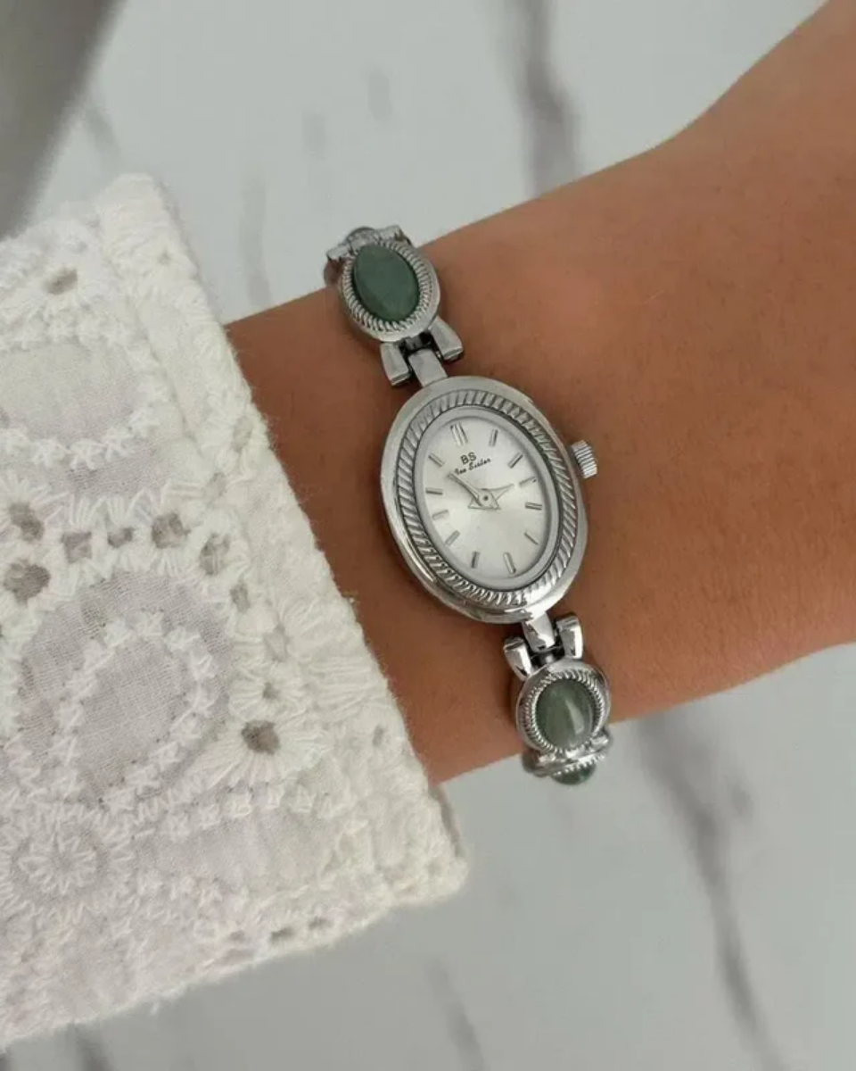 Cettina – Green stone accents – Vintage watch-10173356376391-Ivory Ombre