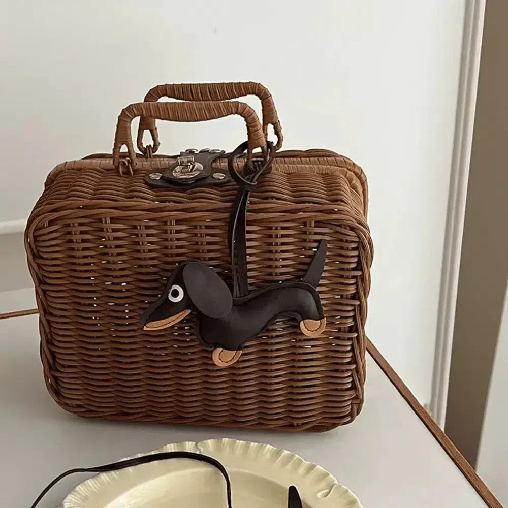 Dachshund – Playful dachshund design – Bag charm-10174669390151-Ivory Ombre