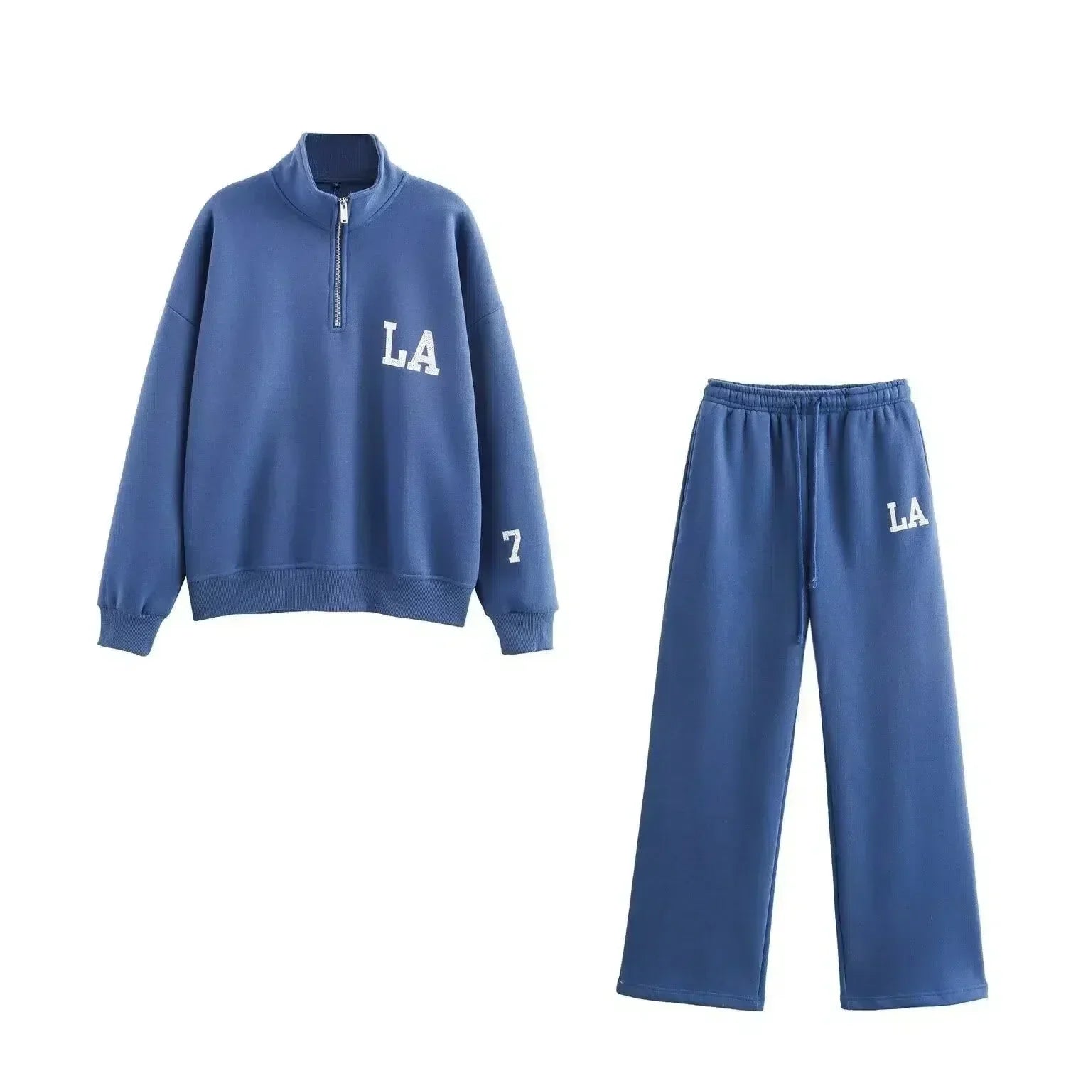 Damaris – Half-zip pullover & cuffed pants– LA lounge set-10174845124935-Ivory Ombre