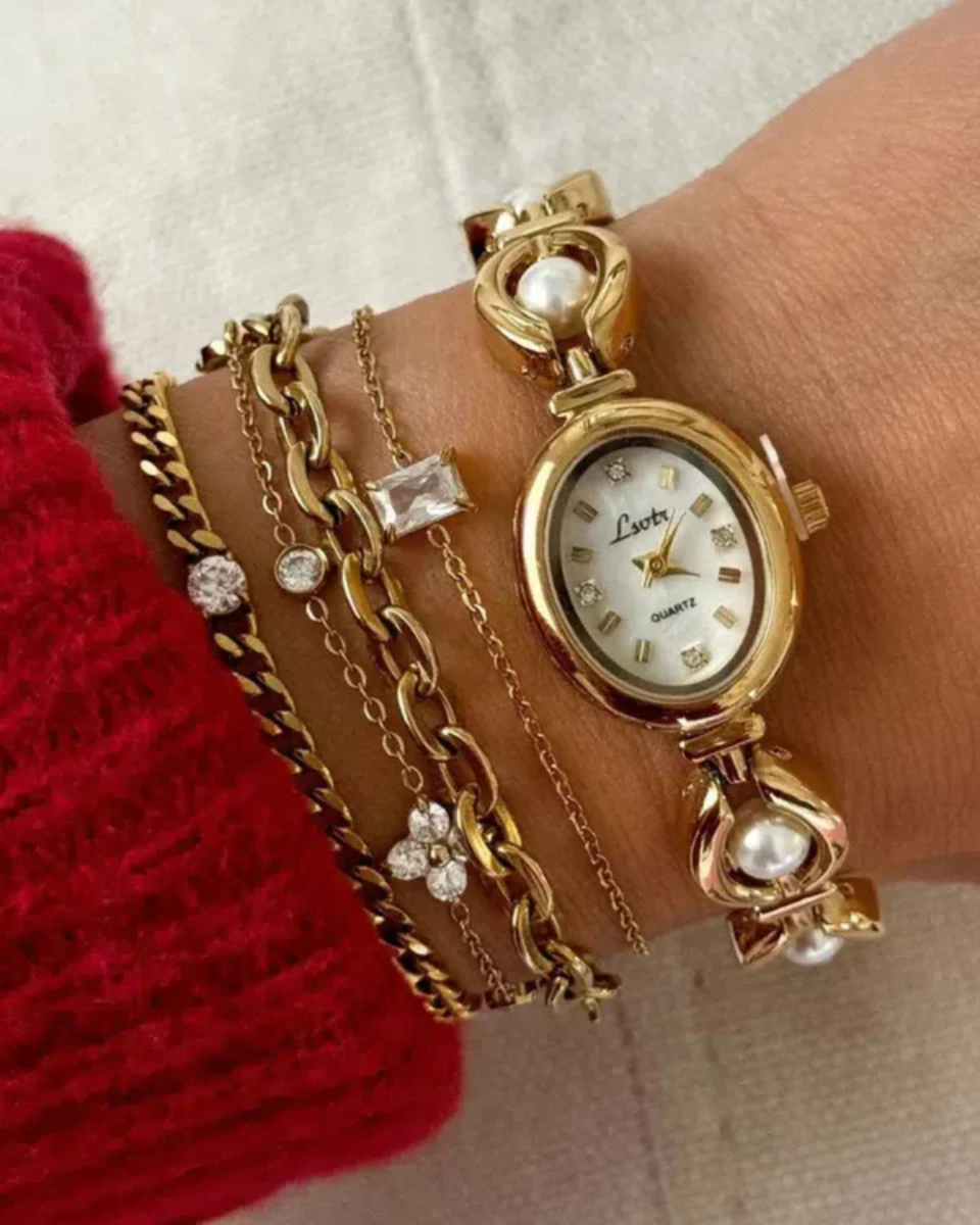 Dorina – Faux pearl details – Vintage watch-10173356179783-Ivory Ombre