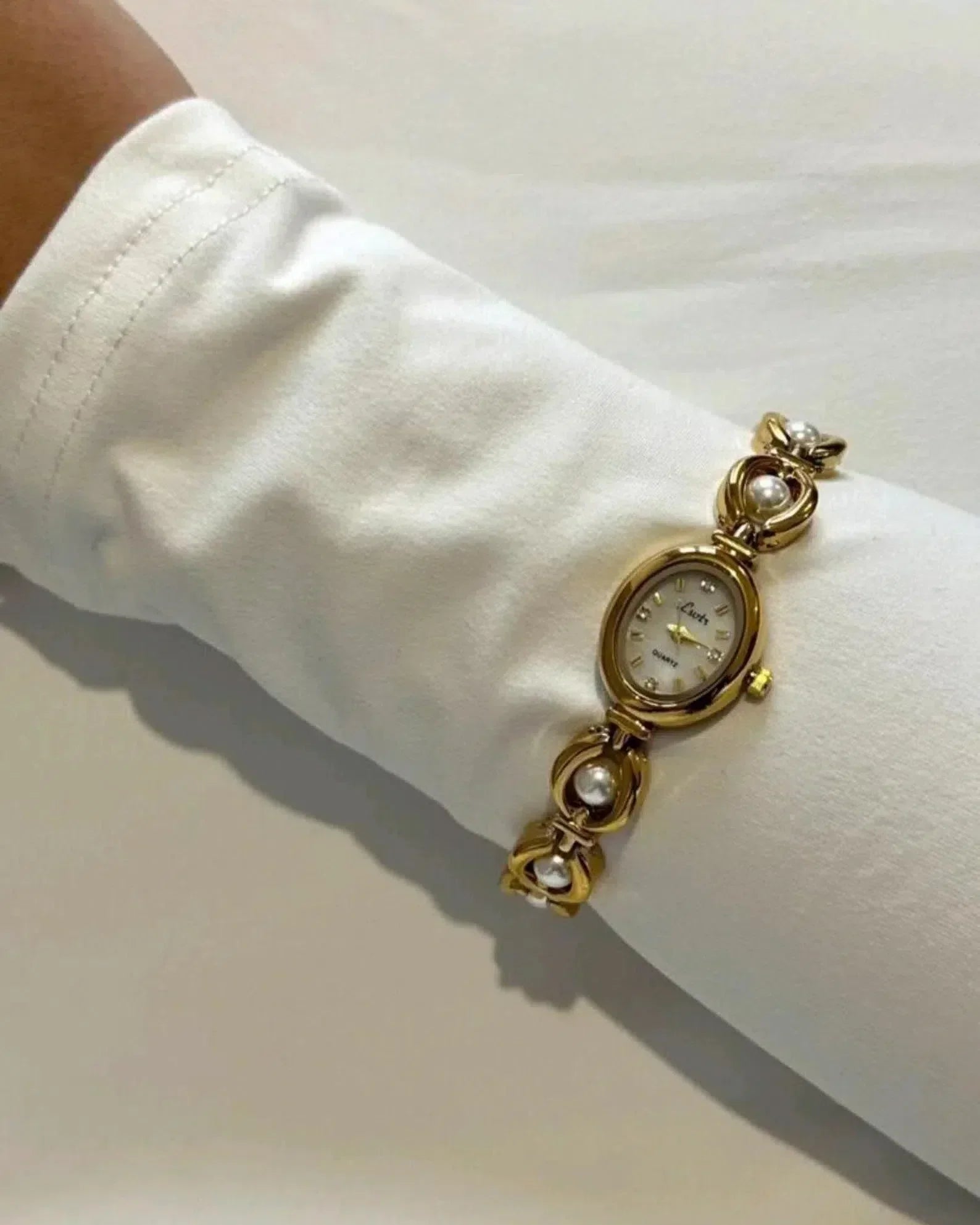 Dorina – Faux pearl details – Vintage watch-10173356179783-Ivory Ombre