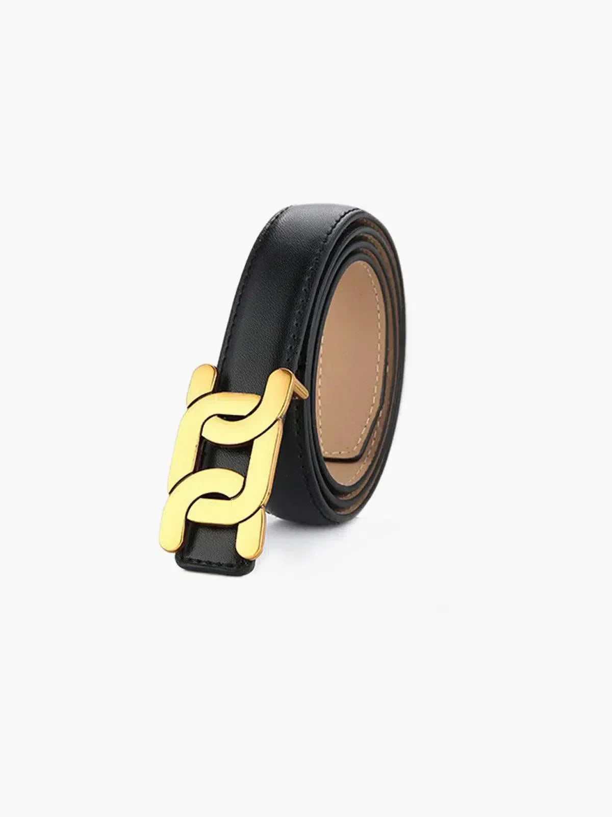 Elodia – Slim polished buckle – Leather belt-10174651924807-Ivory Ombre