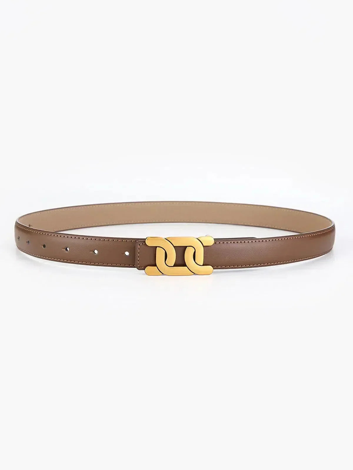 Elodia – Slim polished buckle – Leather belt-10174651924807-Ivory Ombre