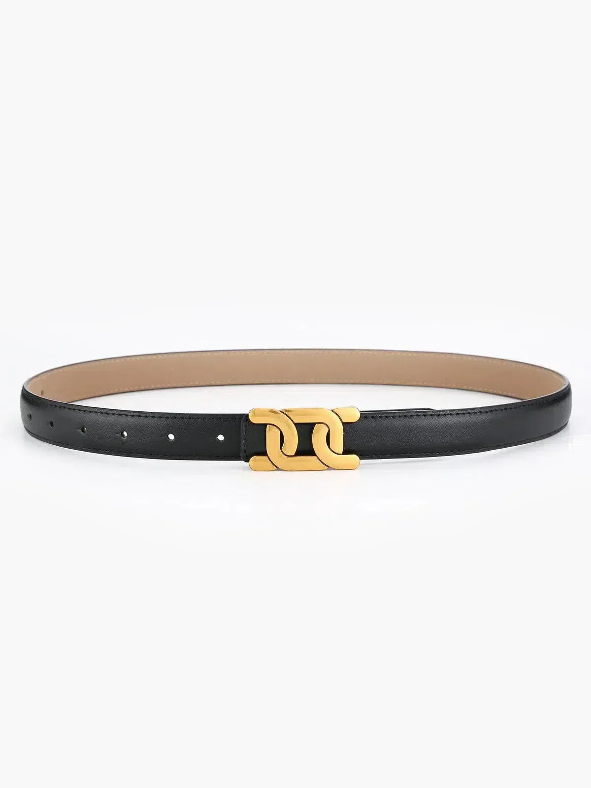 Elodia – Slim polished buckle – Leather belt-10174651924807-Ivory Ombre