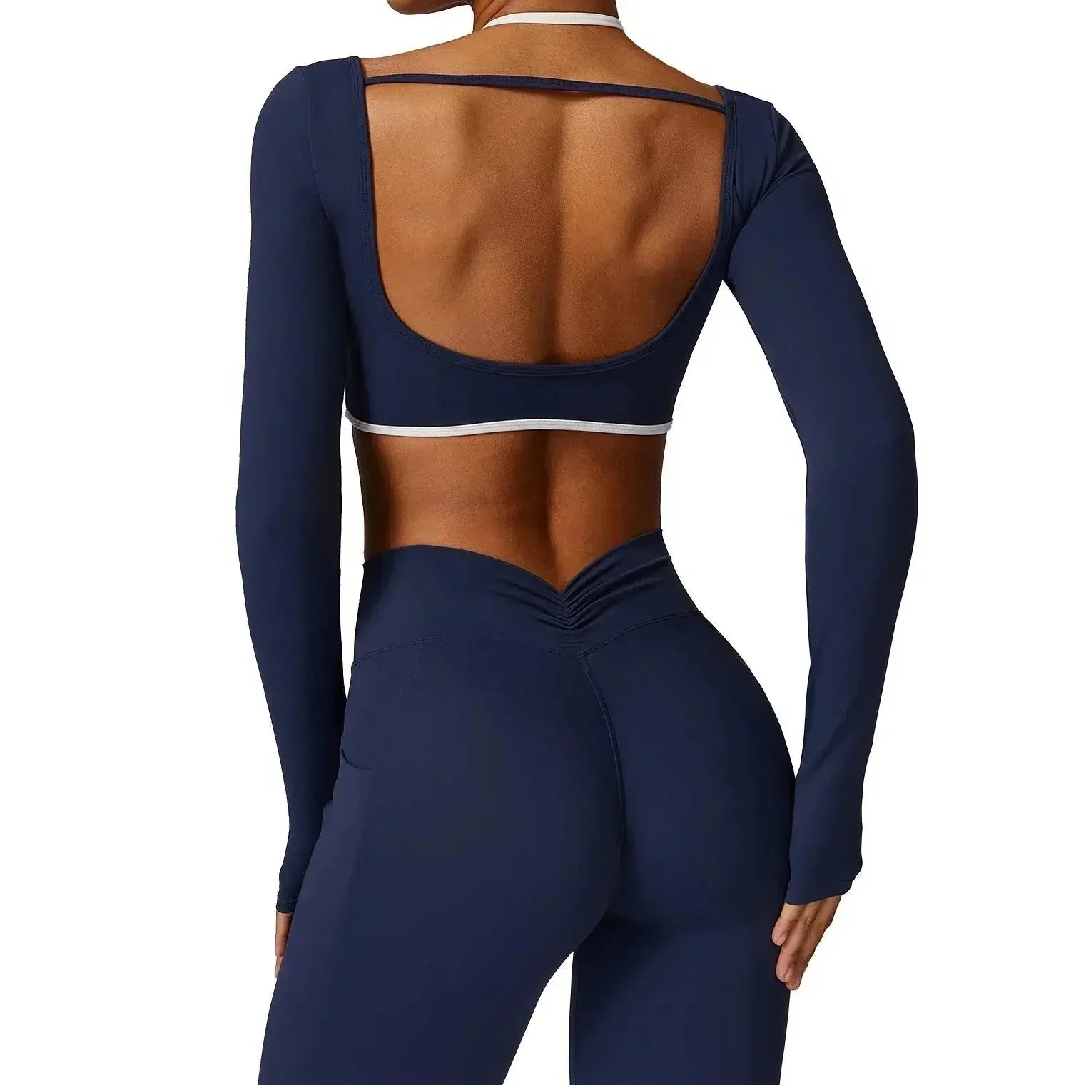 Erminia – Compressive fabric – V-cut gym set-10174860689735-Ivory Ombre