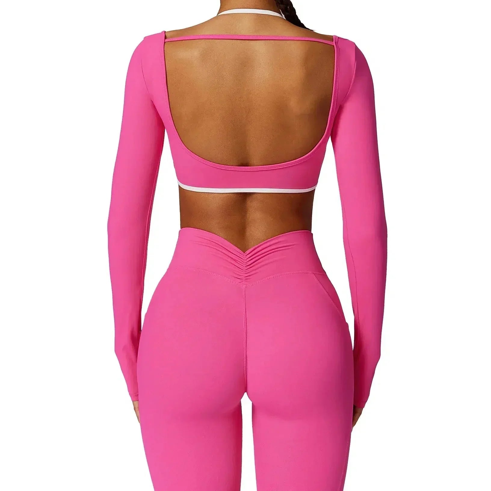 Erminia – Compressive fabric – V-cut gym set-10174860689735-Ivory Ombre