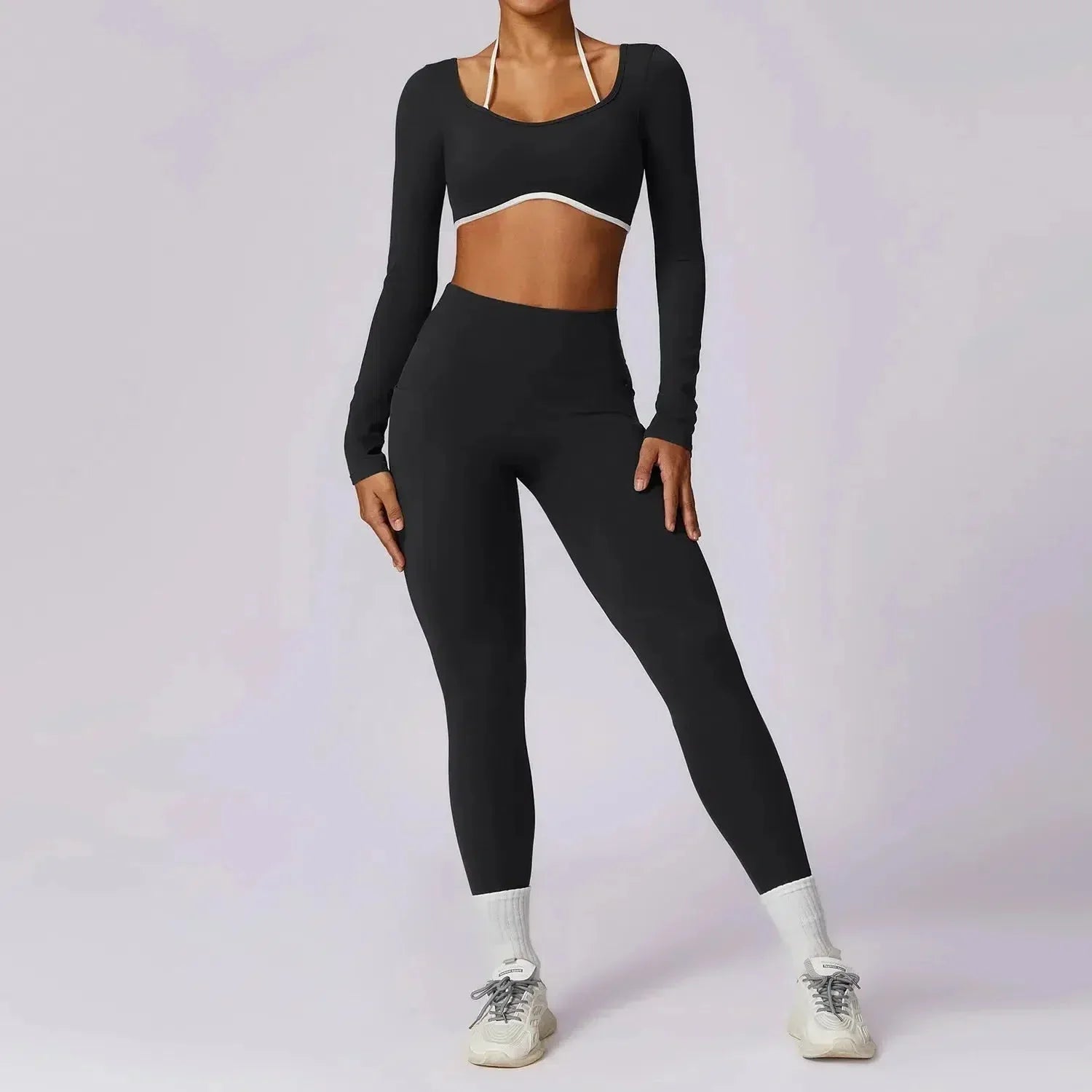 Erminia – Compressive fabric – V-cut gym set-10174860689735-Ivory Ombre