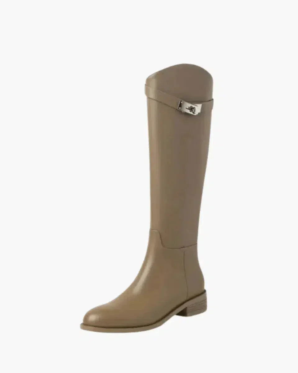 Fabiana – Silver-tone buckle – Vegan leather boots-10174760091975-Ivory Ombre