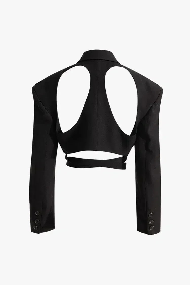 Fausto – Strong-shoulder design – Cutout blazer-10174773133639-Ivory Ombre