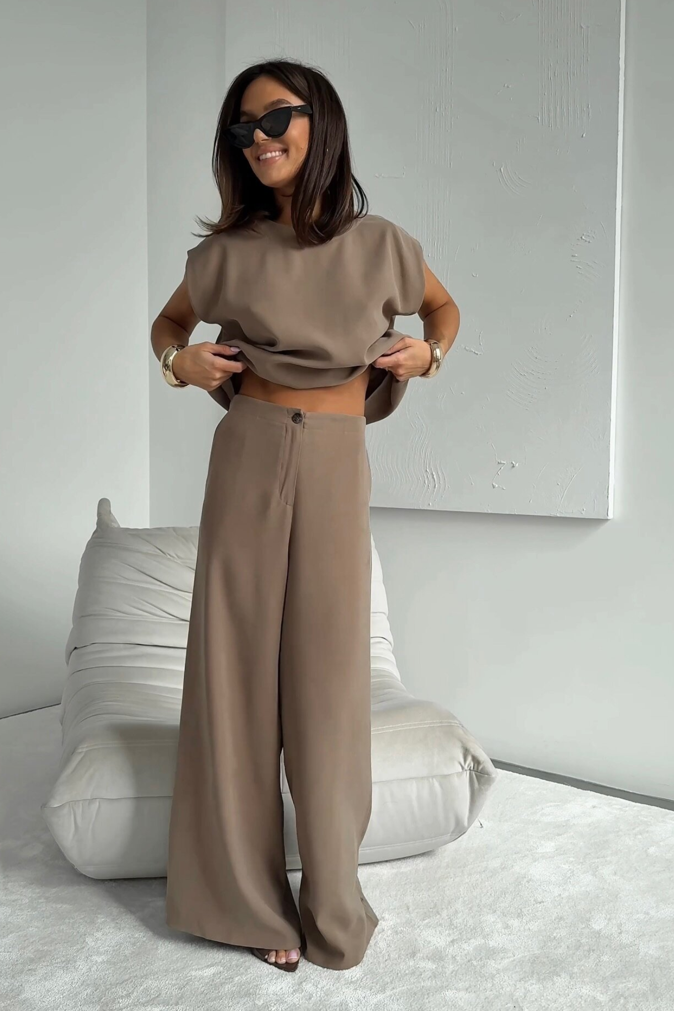 Fayenne – Minimalist cut – Wide leg co-ord set-10195576881479-Ivory Ombre