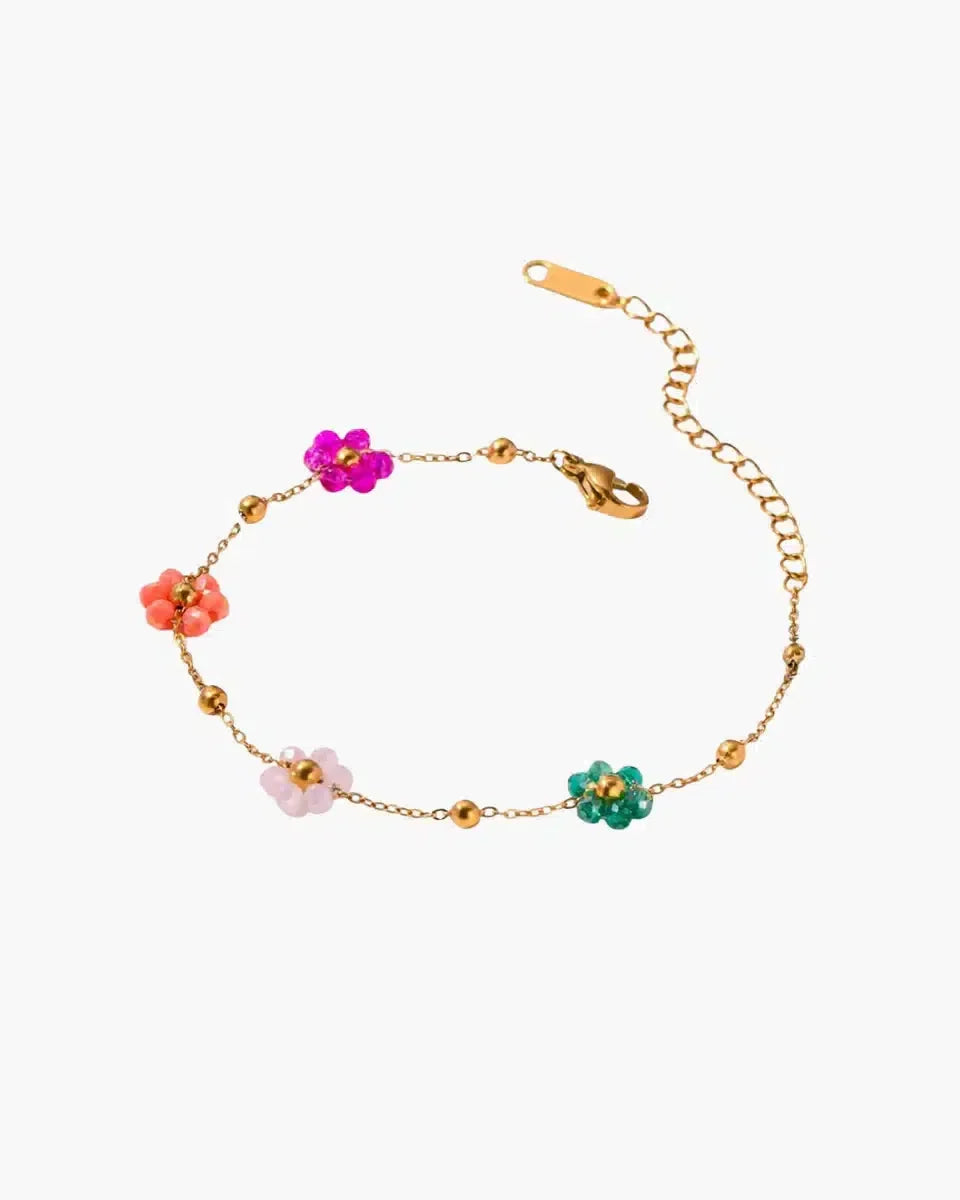 Florella – Handcrafted floral beads – Charm bracelet-10173354180935-Ivory Ombre