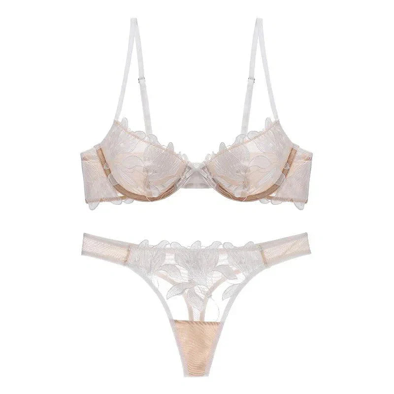 Florisse – Mesh flower embroidered – Lingerie set-10174861377863-Ivory Ombre