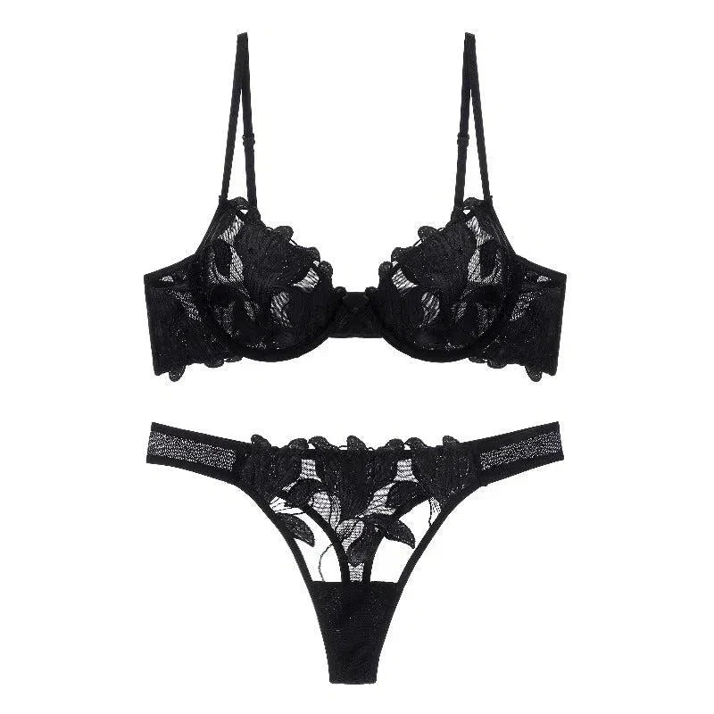 Florisse – Mesh flower embroidered – Lingerie set-10174861377863-Ivory Ombre