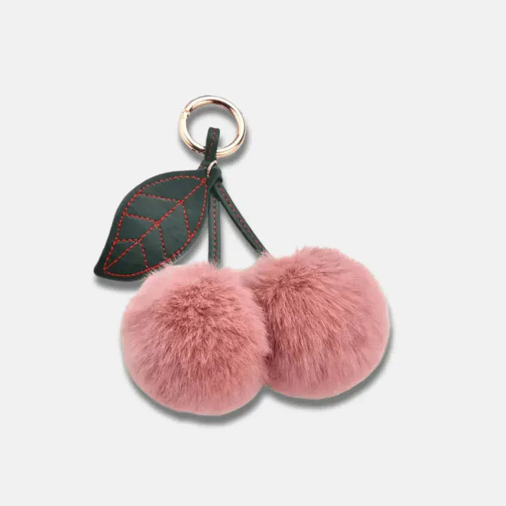 Fluffy Cherry – Playful fuzzy cherry design – Bag charm-10174672863559-Ivory Ombre