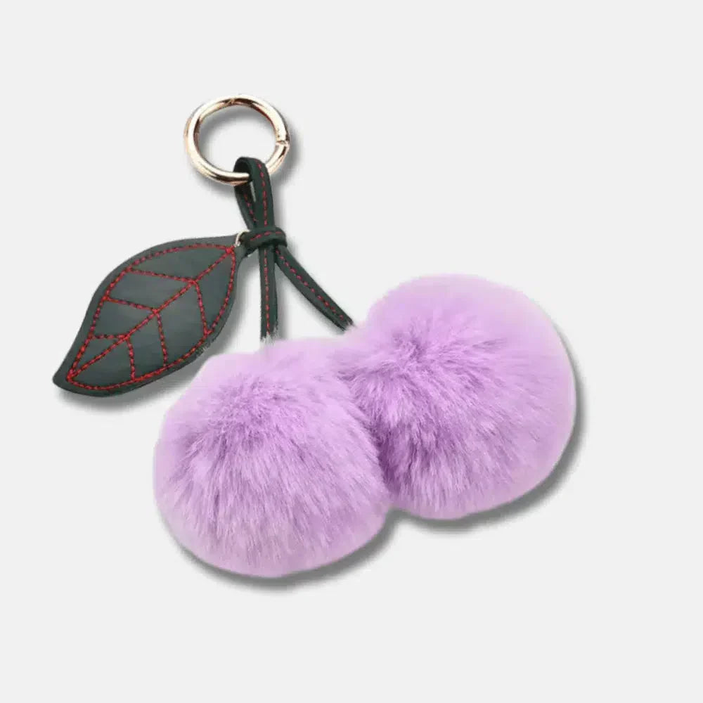 Fluffy Cherry – Playful fuzzy cherry design – Bag charm-10174672863559-Ivory Ombre