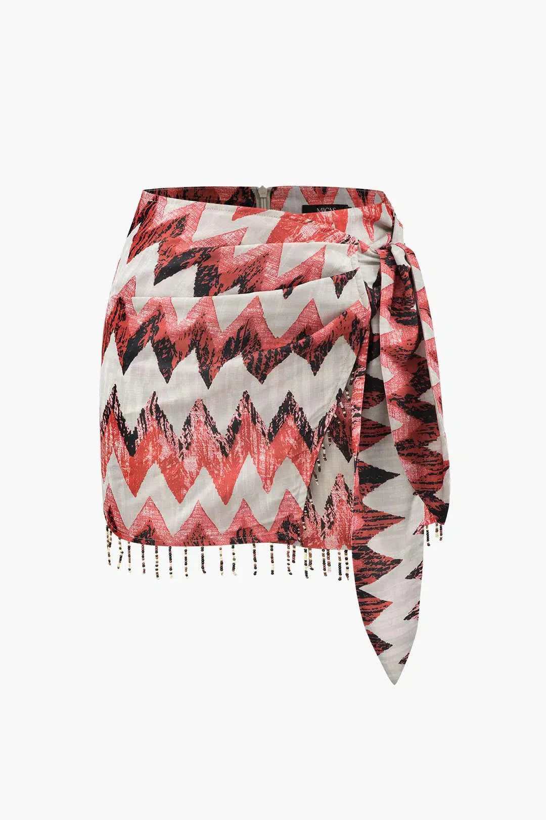 Ida – Unique design – Printed knot mini skirt-10174844371271-Ivory Ombre