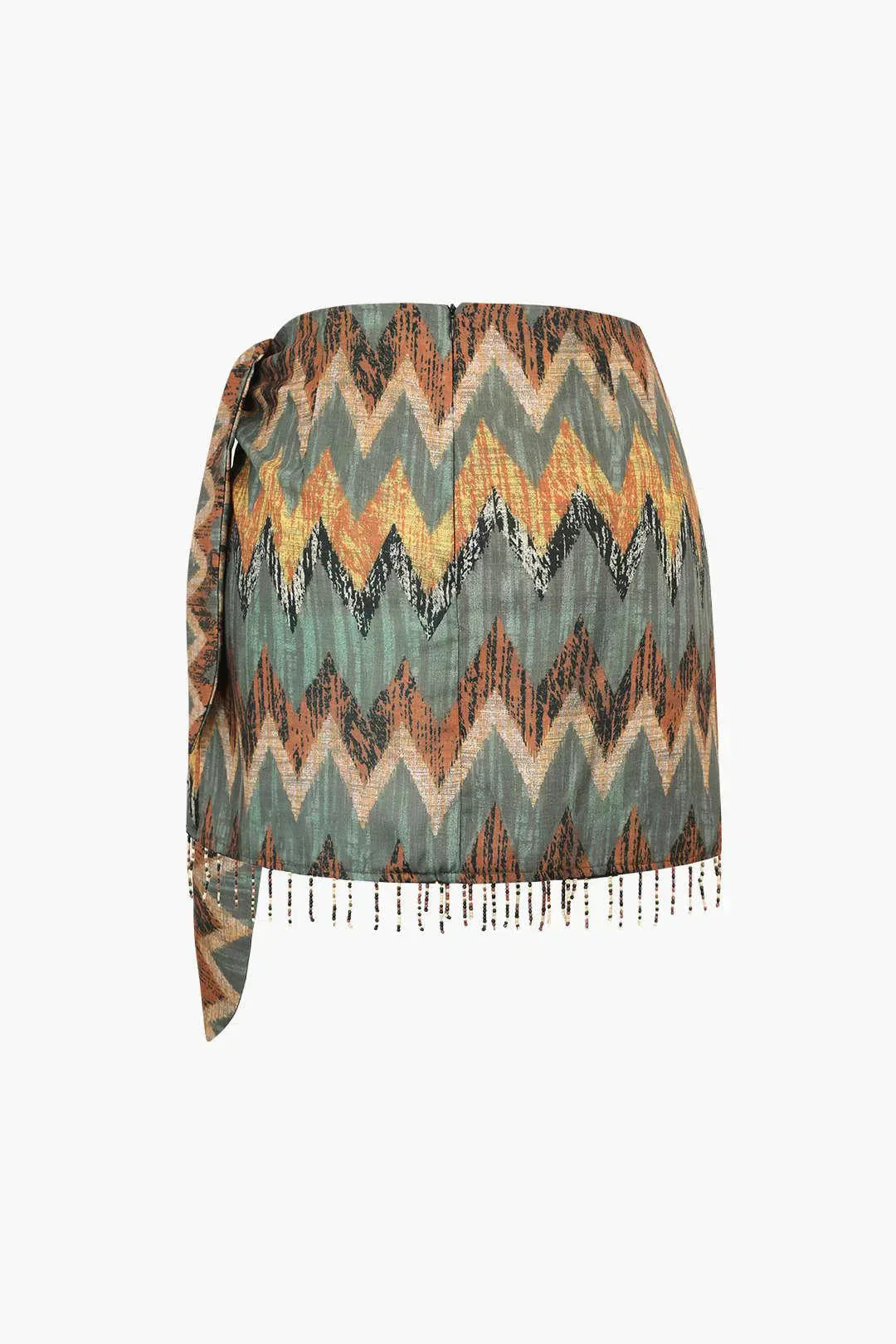 Ida – Unique design – Printed knot mini skirt-10174844371271-Ivory Ombre